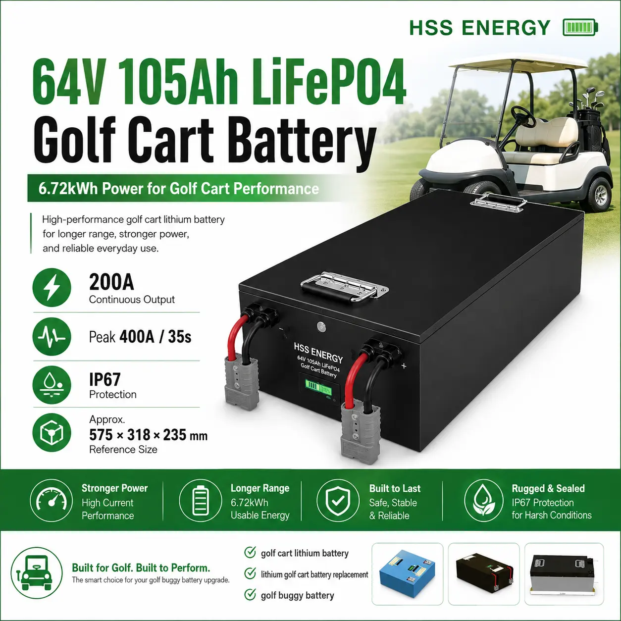 60V 105Ah golfvagn litiumbatteri