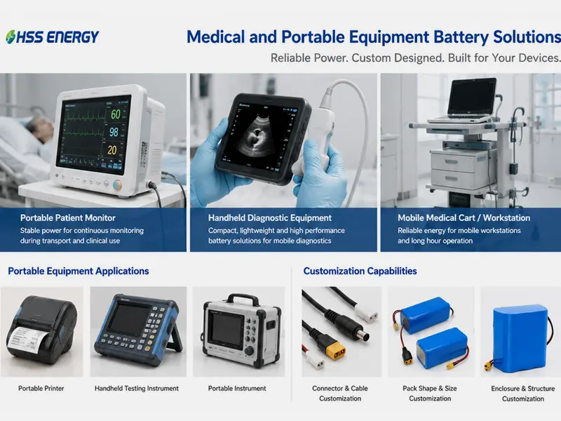 Medicinsk och bärbar utrustning batterilösningar
